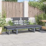 vidaXL Banc de jardin avec coussins 2-en-1 190 cm Gris Bois d'acacia