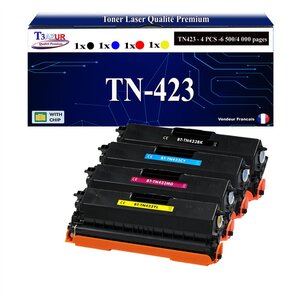 T3AZUR - 4x Toners compatibles avec Brother TN421  TN423 pour  Brother HL-L8260CDW HL-L8360CDW DCP-L8410CDN DCP-L8410CDW MFC-L8690CDW MFC-L8900CDW