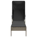 vidaXL Chaises longues lot de 2 avec auvents et table gris poly rotin