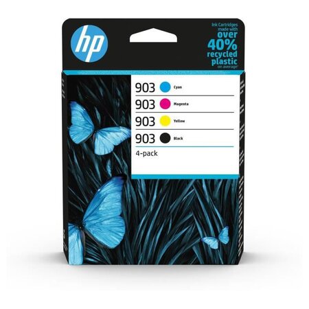 Hp 903 pack de 4 cartouches d'encre authentiques  noir/cyan/magenta/jaune (6zc73ae) pour hp officejet / officejet pro 6900