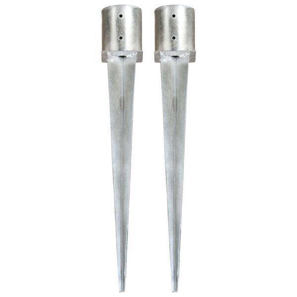 vidaXL Piquets au sol 2 Pièces Argenté 12x91 cm Acier galvanisé