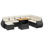 vidaXL Salon de jardin 9 Pièces avec coussins noir résine tressée