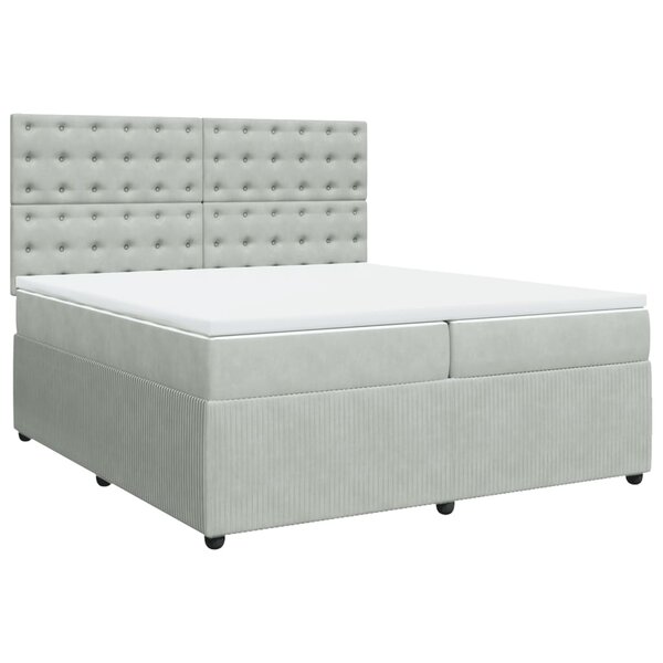vidaXL Sommier à lattes de lit et matelas Gris clair 200x200cm Velours