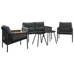 vidaXL Ensemble de meubles de balcon avec coussins 5 Pièces noir acier