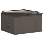 vidaXL Boîte de rangement avec fenêtre transparente Gris Tissu intissé