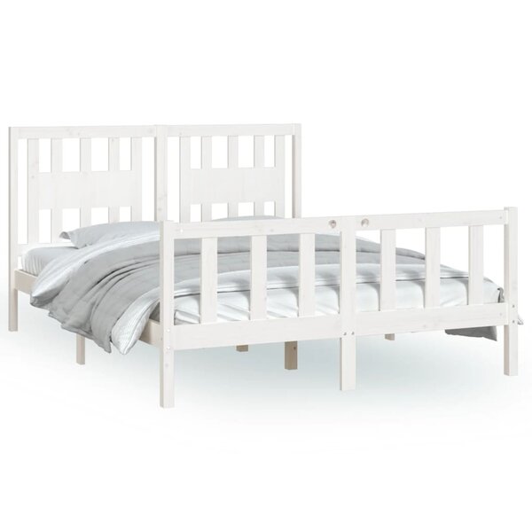 vidaXL Cadre de lit avec tête de lit blanc bois pin massif 120x200 cm