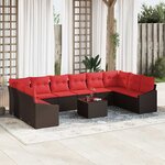 vidaXL Ensemble de Canapés avec coussin 11 Pièces Marron polyrotin