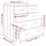 vidaXL Buffet HAMAR Marron miel 79x40x80 cm Bois massif de pin