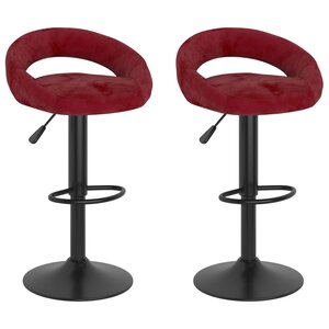 vidaXL Tabourets de bar lot de 2 rouge vin velours
