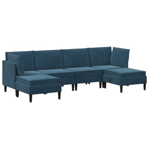vidaXL Ensemble de meubles pour le salon 6 Pièces Bleu Velours