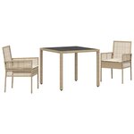 vidaXL Ensemble de jardin 3 pièces avec coussins beige en poly rotin