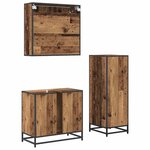 vidaXL Ensemble de mobilier de salle de bain 3 Pièces Bois Ancien