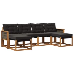 vidaXL Ensemble de canapés d'extérieur 6 pc Naturel et noir