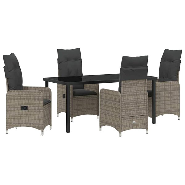 vidaXL Ensemble de salle à manger pour jardin 5 Pièces Gris Poly rotin