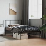vidaXL Cadre de lit métal avec tête de lit/pied de lit noir 100x190 cm