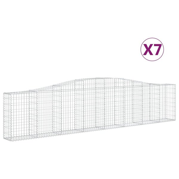 vidaXL Paniers à gabions arqués 7 Pièces 400x30x80/100 cm Fer galvanisé