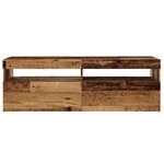 vidaXL Meuble TV avec lumières LED vieux bois bois d'ingénierie