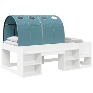vidaXL Lit haut pour enfants avec rangement Blanc et bleu clair