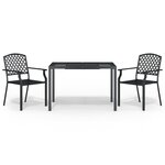 vidaXL Ensemble à manger de jardin 3 Pièces anthracite acier