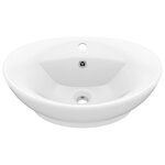 vidaXL Lavabo ovale de luxe à trop-plein Blanc mat 58 5x39cm Céramique