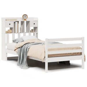 vidaXL Lit bibliothèque sans matelas blanc 75x190cm bois de pin massif