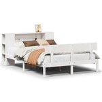 vidaXL Lit bibliothèque sans matelas blanc 150x200 cm bois pin massif
