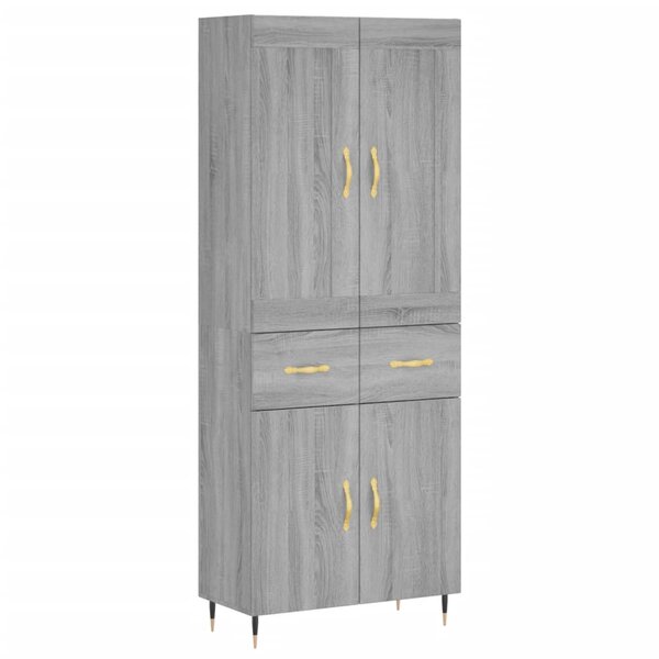 vidaXL Buffet haut Sonoma gris 69 5x34x180 cm Bois d'ingénierie