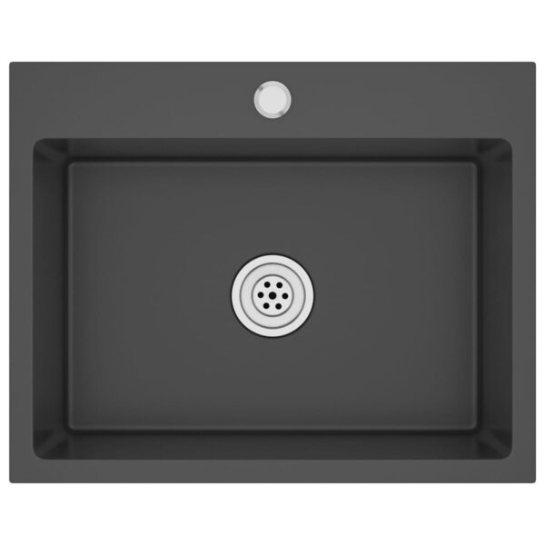 vidaXL Évier de cuisine fait main Noir Acier inoxydable