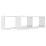 vidaXL Étagères murales cube 2 Pièces Blanc brillant Bois d’ingénierie