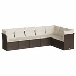 vidaXL Salon de jardin avec coussins 7 Pièces marron résine tressée