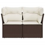 vidaXL Canapé de jardin avec coussins 2 places marron résine tressée