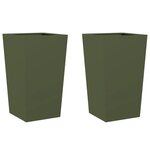 vidaXL Jardinières 2 Pièces vert olive 45x45x75 cm acier