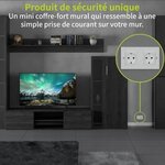 ACROPAQ Coffre fort prise electrique- Coffre fort secret et sécurisé- Coffre fort discret mural avec serrure à clé- Coffre secret