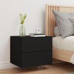 vidaXL Table de chevet murale avec lumières LED noir