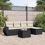 vidaXL Salon de jardin 6 Pièces avec coussins noir résine tressée