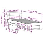 vidaXL Cadre de lit avec tiroir Blanc 100 x 200 cm Bois massif en pin