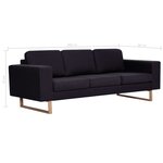 vidaXL Canapé à 3 places Tissu Noir