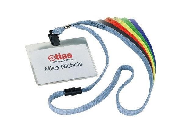 Badge avec une bande textile 90 x 60 mm gris DURABLE