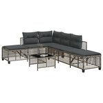 vidaXL Salon de jardin d'angle avec coussins 3 Pièces gris résine tressée