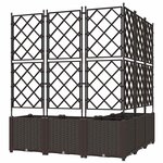 vidaXL Bac à fleurs avec Treillis 5 Pièces Marron 120 x 120 x 143 cm PP