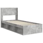 vidaXL Cadre de lit avec rangement et tête de lit Gris béton