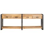 vidaXL Table console 2 Pièces Marron Bois de manguier brut massif