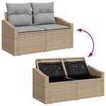 vidaXL Ensemble de canapé de jardin 12 Pièces Beige Poly rotin