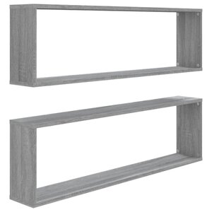 vidaXL Étagères murales cube 2 Pièces Sonoma gris 100x15x30 cm Bois