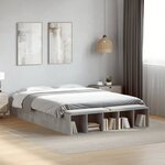 vidaXL Cadre de lit sans matelas gris béton 135x190 cm