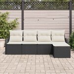 vidaXL Ensemble de canapé de jardin avec coussin 5 Pièces Noir Poly rotin