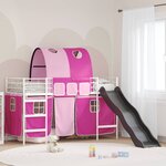 vidaXL Lit mezzanine pour enfants Blanc et rose 99 5 x 190 cm Métал