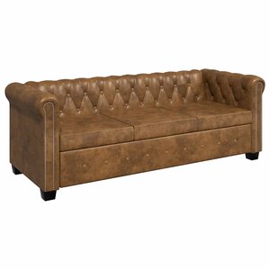 vidaXL Canapé Chesterfield 3 places cuir artificiel marron