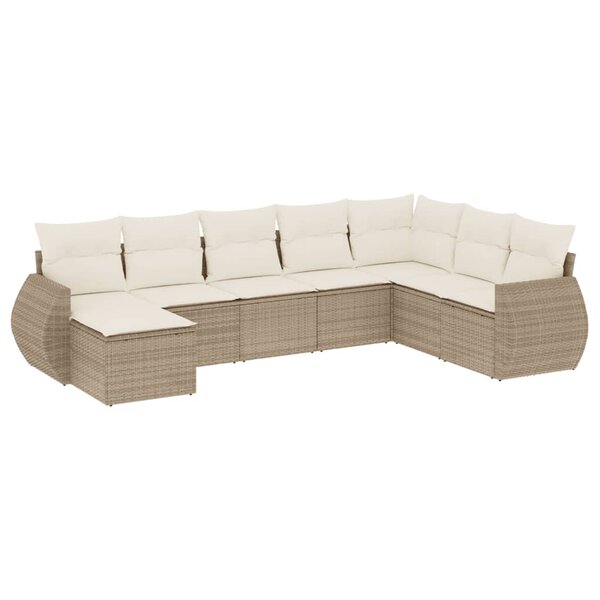 vidaXL Salon de jardin avec coussins 8 Pièces beige résine tressée