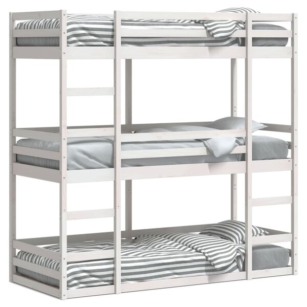 vidaXL Lit superposé triple sans matelas 75x190 cm bois de pin massif